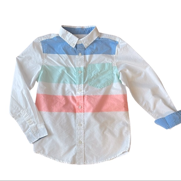 Cat & Jack Boy’s Striped Long Sleeve Button Up Shirt EUC - Picture 3 of 15